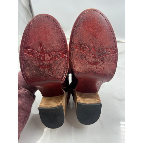 Freebird by Steven Randi Heels Womens Raeanne 6 Burgundy Leather Ankle Strap - Picture 12 of 13